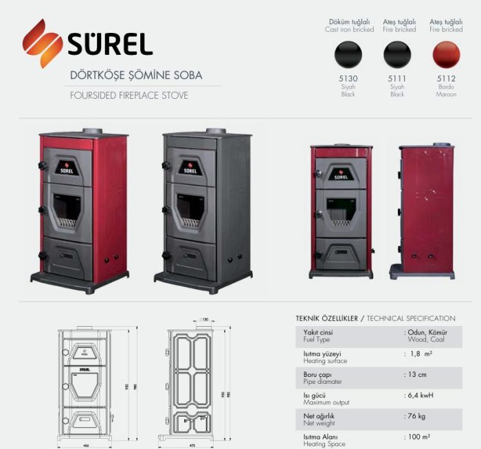 Sürel Dörtköşe Şömine Soba - Görsel 5