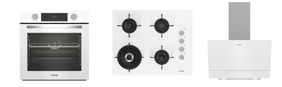 combined_image_white Altus Ankastre Set (ALA 322 W Fırın + ALA 189 GW Ocak + ALA 510 W Davlumbaz) - Görsel 1